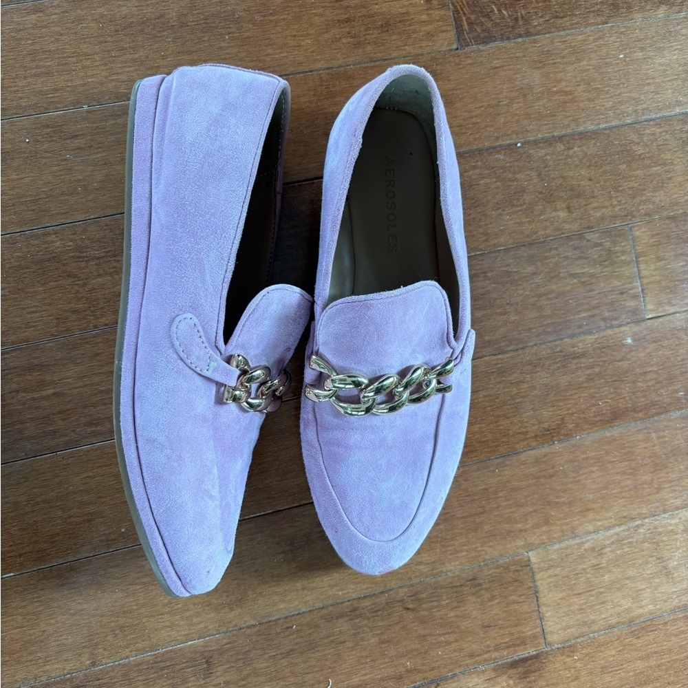 Women's Lavender Loafers with Chain Detail